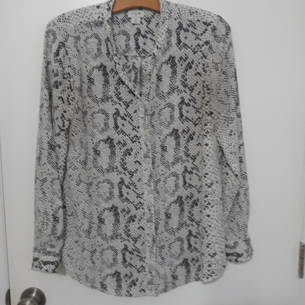 J. Crew button down long sleeve Snakeskin Print Blouse XS